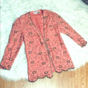 Vintage pink beaded cardigan